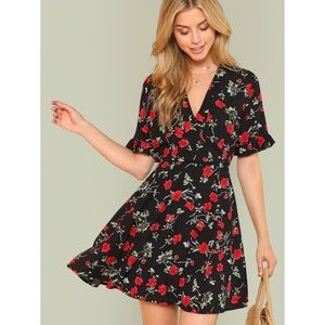 LAST CALL • NEW • Floral Print V-Neck Dress